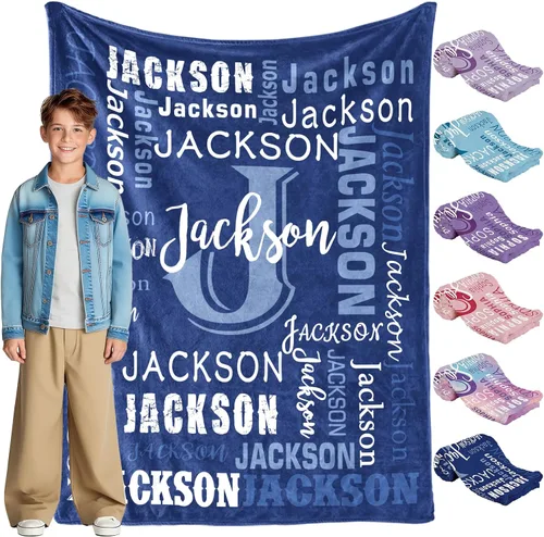 Miniatura 11 de Envío al día siguiente, manta personalizada para niños adolescentes - impresa en EE. UU., manta de franela con nombre personalizado, mantas