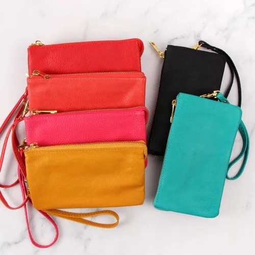 Miniatura 6 de RIAH FASHION Monedero convertible de piel sintética - Mini bolso de mano desmontable cadena bandolera correa soporte para teléfono