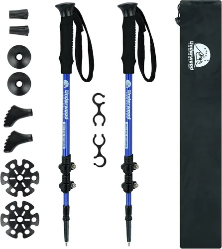 Miniatura 12 de Bastones de senderismo plegables – Paquete de 2 bastones de senderismo ajustables de aluminio, bastones ligeros para mujeres, hombres, personas Negro