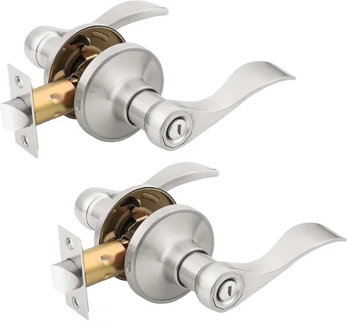 Miniatura 13 de KNOBWELL - Paquete de 2 pomos de puerta de bronce, manijas interiores para puerta de dormitorio y baño, manija de puerta de privacidad sin llave