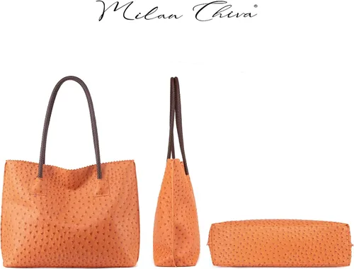 Miniatura 5 de Milan Chiva Bolso de mano para mujer con cremallera, grande, de piel vegana, de avestruz, bolsos de hombro y bolsos