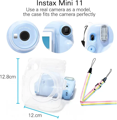 Miniatura 6 de Rieibi Mini 11 - Funda protectora transparente para cámara instantánea Fujifilm Instax Mini 11 - Carcasa rígida de policarbonato con correa