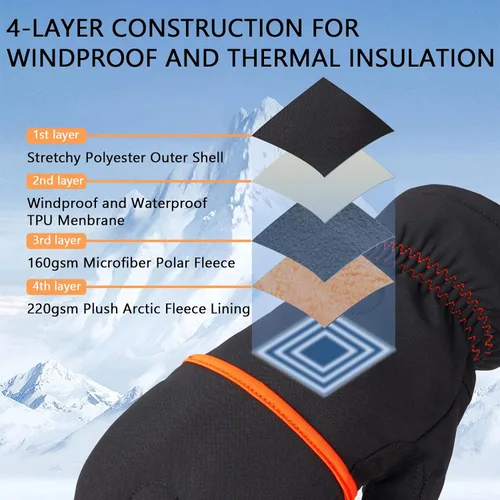 Miniatura 3 de BASSDASH WinteFlex Guantes de pesca en hielo aislantes con protección contra el frío, sin dedos, resistentes al agua para hombres y mujeres
