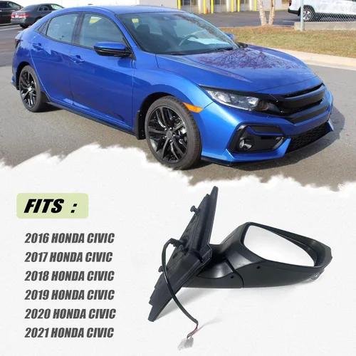 Miniatura 5 de Espejo de puerta lateral derecha del pasajero para Honda CIVIC LX SE Sport 2016-2021 con espejo eléctrico Ajust plegado manual sin calefacción, Azul