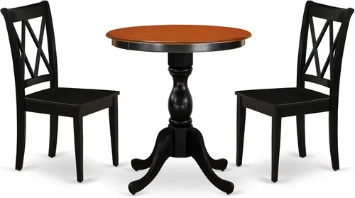 Miniatura 13 de East West Furniture ESCL3-BCH-C - Juego de mesa de comedor de 3 piezas que contiene una mesa de cocina redonda con pedestal y 2 sillas de comedor