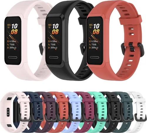 Miniatura 4 de Correas ECSEM compatibles con Huawei Band 4 y 5i de silicona suave, impermeable, ajustable, correa de reloj deportivo, correas de repuesto