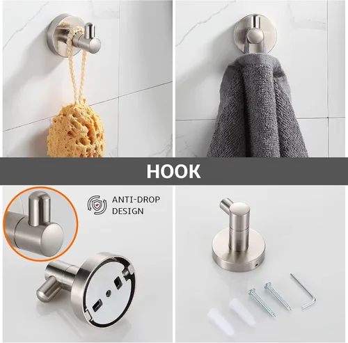 Miniatura 5 de BGL Juego de accesorios de baño de níquel cepillado, 4 piezas, toallero de baño de 24 pulgadas, juego de accesorios de baño ajustables