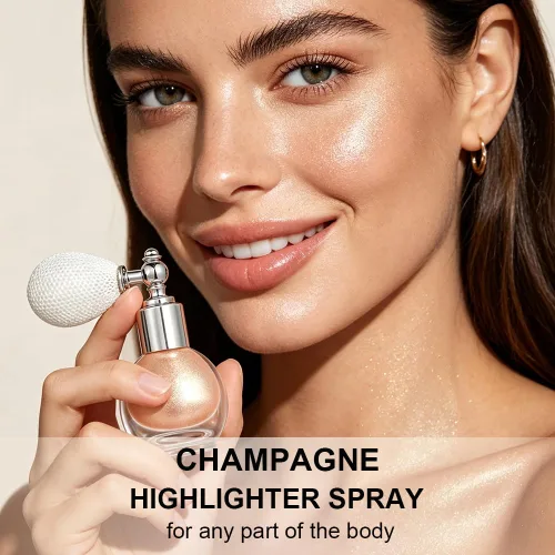 Miniatura 2 de Spray resaltador champán, polvo de brillo suelto rocío de maquillaje de alto brillo para cuerpo, cara, cabello, laca para el cabello con purpurina