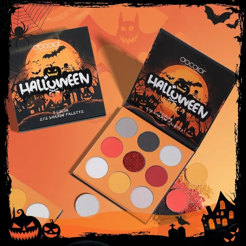 Miniatura 5 de docolor Juego de brochas de maquillaje, 5 brochas de maquillaje góticas de Halloween, contorno de polvo, delineador de ojos, juego de pinceles
