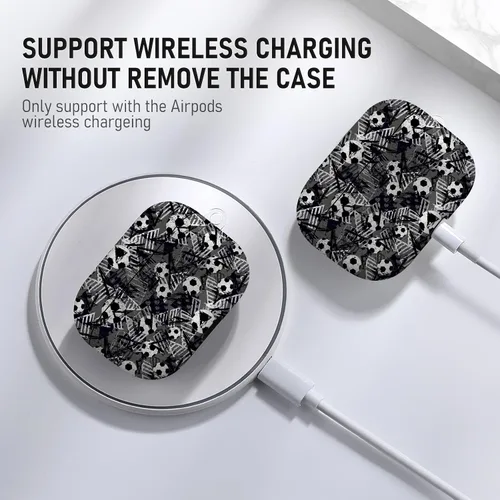 Miniatura 3 de Gedicht Funda para Airpods Pro, lindo diseño de fútbol de TPU suave fundas para Airpods Pro 1ª generación, a prueba de golpes para Airpods Pro 2019