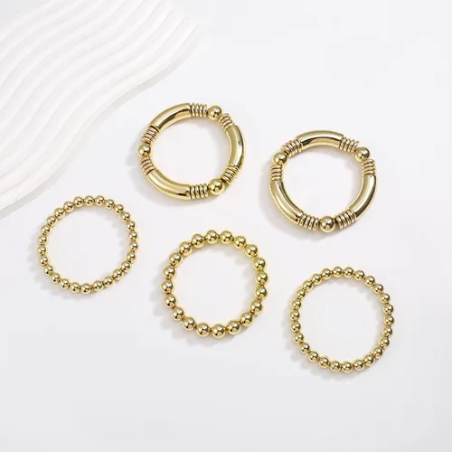 Miniatura 7 de Brazalete de oro para mujer, grueso, curvado, apilable, chapado en abalorios, pulseras elásticas