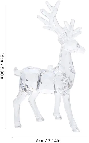 Miniatura 2 de ARTIBETTER 2 piezas de decoración de cristal de alce de Navidad, adornos de mesa transparentes, figuras de reno, adornos de reno, decoración de alce