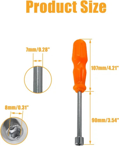 Miniatura 2 de Biaungdo Destornillador de llave de tubo de 0.315 in, destornillador de tuerca hexagonal de acero de alto carbono, destornillador de tuerca