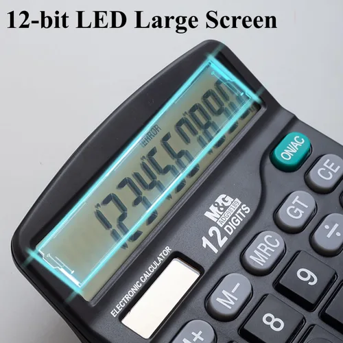 Miniatura 2 de M&G Calculadora de escritorio Calculadora de oficina de 12 dígitos con pantalla LCD grande, energía solar dual y batería, calculadora de botón