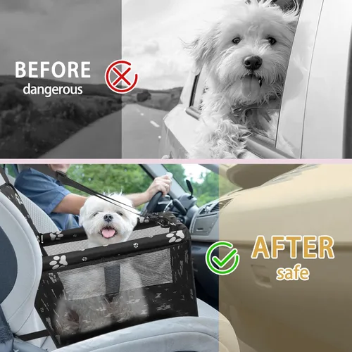 Miniatura 5 de Asiento de coche para perro, asiento elevador plegable para perro, impermeable, transpirable, bolsa de viaje Oxford para perros pequeños a medianos