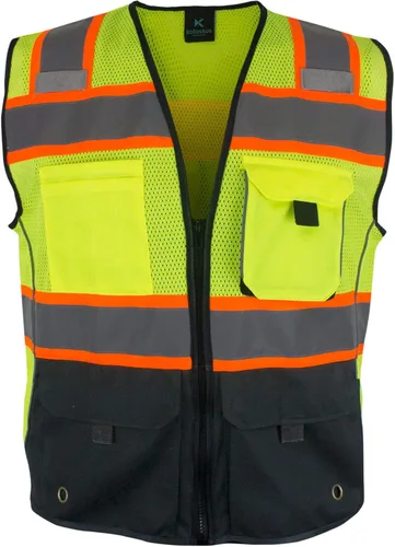 Miniatura 5 de Kolossus Chaleco de seguridad de alta visibilidad Bolsillos delanteros Cinta reflectante naranja plateado para hombres y mujeres Clase 2