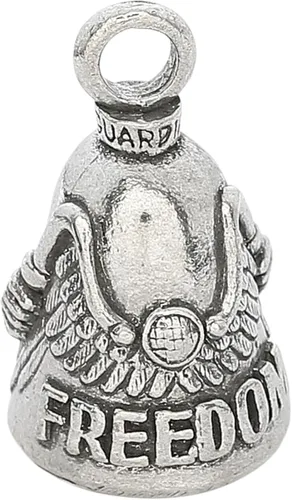 Miniatura 12 de Guardian Bell Campana patriótica de buena suerte con llavero y bolsa de regalo de terciopelo negro Campana de motocicleta Peltre sin plomo