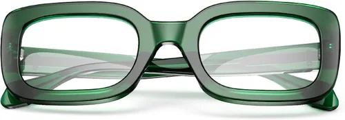 Miniatura 4 de VISOONE Gafas rectangulares con bloqueo de luz azul, marco cuadrado grueso, gafas de computadora vintage para mujeres y hombres, armonía