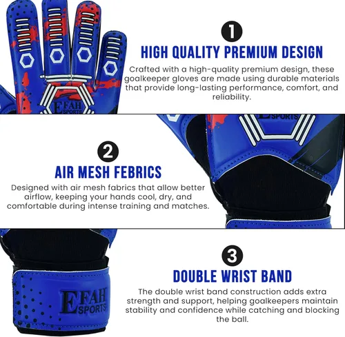 Miniatura 3 de Guantes de portero de fútbol para niños y jóvenes, guantes de portero de fútbol con palmas de agarre fuerte Azul/Blanco