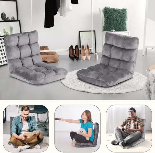 Miniatura 4 de Nouva Silla de suelo ajustable de 14 posiciones, sofá cama plegable, cojín plegable, silla para videojuegos, puf, asiento de lectura para adultos
