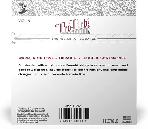 Miniatura 3 de D'Addario J56 1/2M Pro-Arte Cuerdas de Nylon para Violín, Mediano