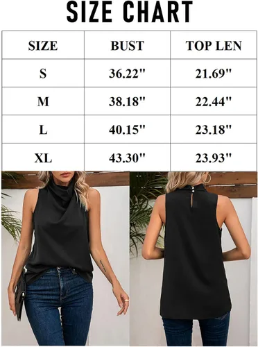 Miniatura 5 de LOLONG Blusas de gasa sin mangas con cuello alto para mujer, estilo halter, blusas casuales de gasa