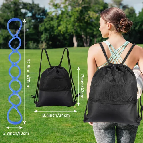 Miniatura 2 de Zomiboo 5 unidades de 7 anillos de resistencia para ejercicio, banda elástica de resistencia con bolsa de mochila con cordón, portátil, TPR