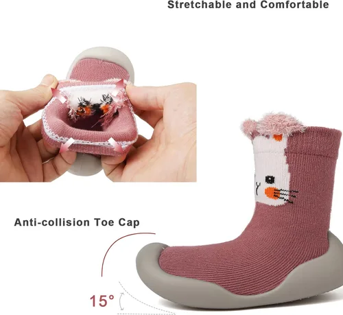 Miniatura 4 de Zapatos de calcetín para bebé, suela de goma suave, antideslizante, para interiores, para bebés, niños y niñas, zapatos de entrenamiento
