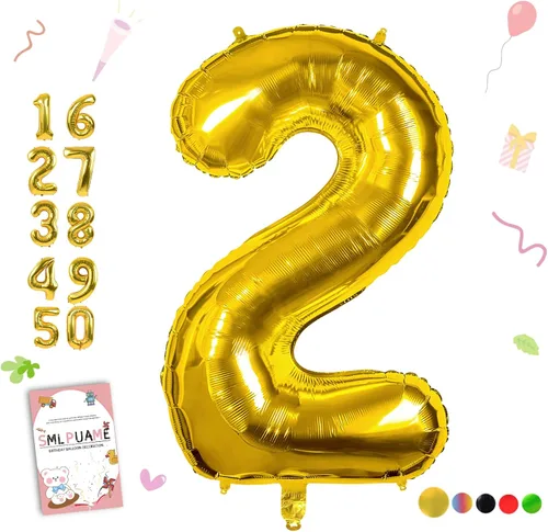 Miniatura 105 de Globos de números de 40 pulgadas del 0 al 9 dorados grandes del número 0, globos digitales para suministros de decoración de celebración de fiesta