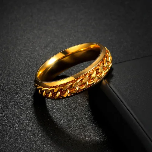 Miniatura 125 de Anillos giratorios para la ansiedad para hombre, anillos clásicos de cadena para mujeres y adultos, anillo de acero de titanio
