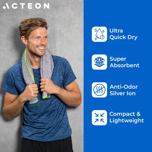 Miniatura 2 de Acteon Paquete de 5 toallas de microfibra para gimnasio, secado rápido, sin olor, secado rápido, superabsorbentes, de secado rápido para hombres