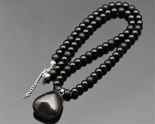 Miniatura 29 de Colgante de turmalina cruda natural, Collar de cuentas de ónix negro genuino, Collar de piedra negra, Collar de piedras preciosas, Cuentas de 0.315