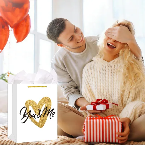 Miniatura 2 de D4DREAM Bolsa de regalo de San Valentín – Bolsa de regalo de aniversario de 13 pulgadas con papel de seda para mujeres, hombres, novio, novia, 7-1
