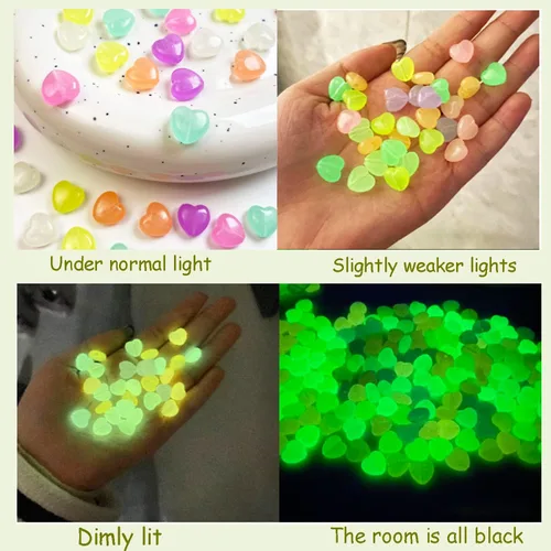Miniatura 5 de 888 cuentas que brillan en la oscuridad, cuentas de estrella, barba, mariposa, cuentas de corazón, cuentas UV que cambian de color, sensibles al