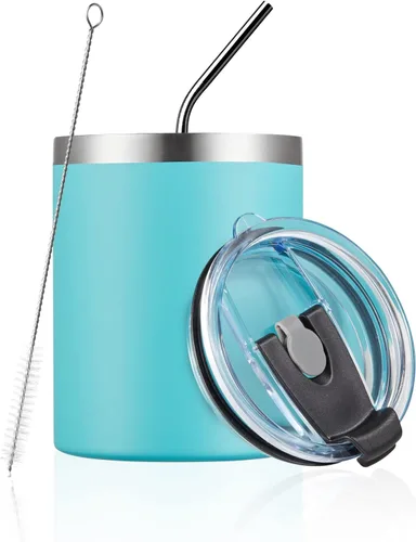 Miniatura 30 de MEWAY Paquete de 8 tazas reutilizables aisladas de acero inoxidable de 12 onzas, taza de café duradera de doble pared, capa en polvo, para café