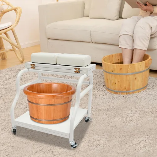 Miniatura 10 de Carrito de baño de pies de pedicura con ruedas, soporte de manicura, carrito portátil de esteticista para salón de belleza o spa de tecnología