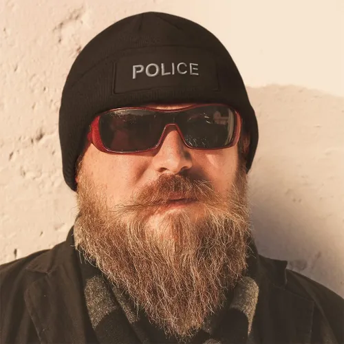 Miniatura 3 de Gorro de parche para hombres y mujeres estilo bloque de policía sombreros de invierno con diseño de calavera