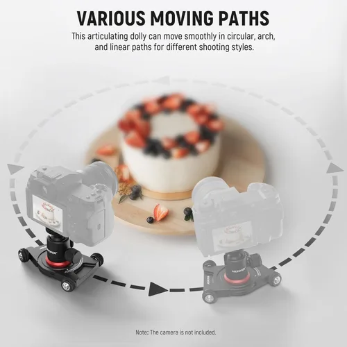 Miniatura 2 de NEEWER Camara deslizante Dolly con cabeza esférica y abrazadera para teléfono, 4 ruedas de mesa Dolly Patinador manual con panorama de 360°
