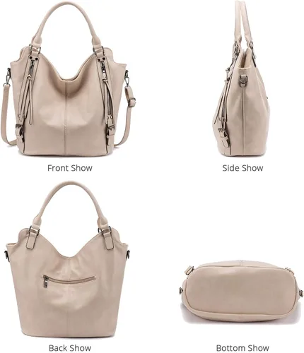 Miniatura 17 de Bolso Hobo oculto para mujer, de piel sintética, bolso cruzado de hombro, bolsa grande con funda desmontable