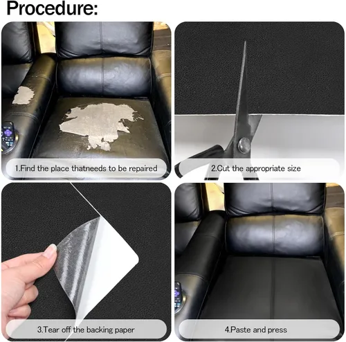 Miniatura 5 de CHEIGHY 2 piezas Kit de reparación de cuero autoadhesivo para muebles, sofás, asientos de auto 8.2X11 pulgadas Cinta adhesiva de cuero de vinilo PU