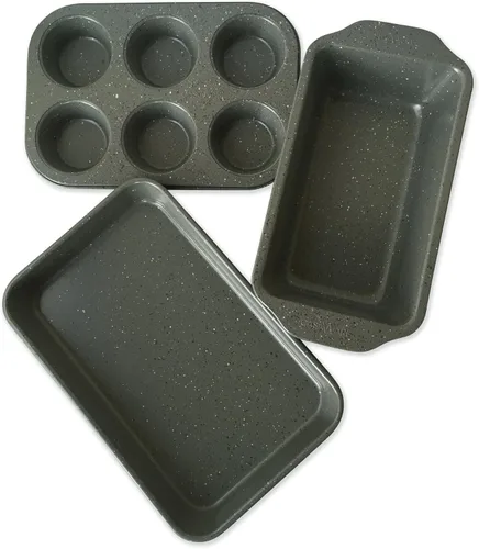 casaWare Juego de 3 piezas de horno tostador (granito plateado)