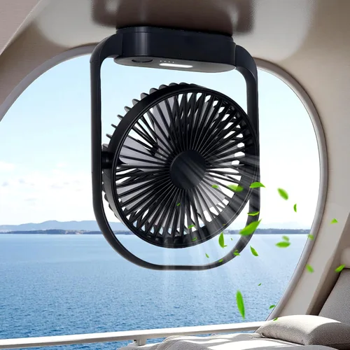 Ventilador magnético aprobado para cruceros con luz LED, ventilador portátil con batería de 4000 mAh con 4 velocidades, se adhiere magnéticamente en