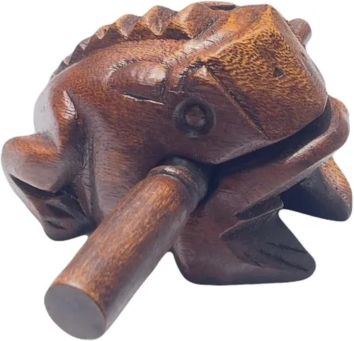 Miniatura 4 de Instrumentos de percusión clásicos tailandeses de 4 pulgadas marrón oscuro hechos a mano, rana de madera, instrumento musical