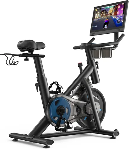 Miniatura 10 de MERACH Bicicleta de Ejercicio, Bicicleta Estática con Pastillas de Freno y App Exclusiva, Bicicleta de Ciclismo Interior de Bajo Ruido con Capacidad