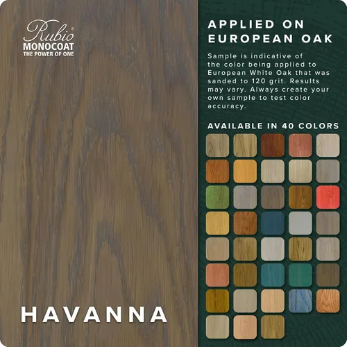Miniatura 2 de Rubio Monocoat Tinte y Acabado para Madera 16 m² - Habana Oil Plus 2C Aceite de linaza ecológico de secado rápido para uso en interiores, Havanna