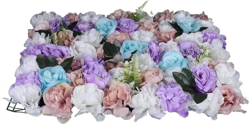 Miniatura 3 de DNYSYSJ Flower Wall - Tapete de pared de seda artificial de 23.62 x 15.75 x 0.79 pulgadas, diseño de hortensias blancas realistas, moradas, azules