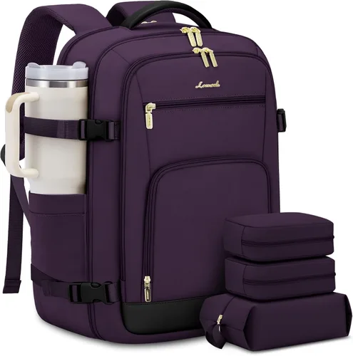 Miniatura 27 de LOVEVOOK Mochila de viaje para mujer y hombre, Beige, Mochilas de viaje