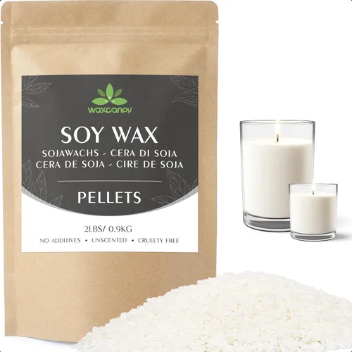 Miniatura 10 de Cera de soja, cera natural Waxcanpy para velas, cera de soja orgánica para fabricación de velas de granja, sin aditivos, inofensiva y pura (5 libras)