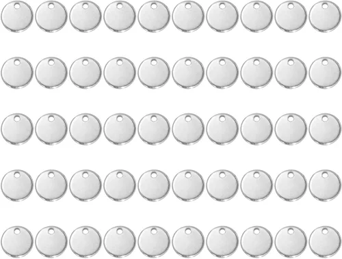 Miniatura 9 de Shapenty Dijes pequeños y redondos de acero inoxidable para estampado en blanco, mini discos para pulseras, aretes, collares, dijes, joyería