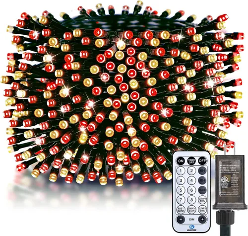 Miniatura 18 de Minetom Luces LED para árbol de Navidad de 50 pies, 1000 luces LED para exteriores, cuerda de petardos para exteriores, 12 modos, temporizador